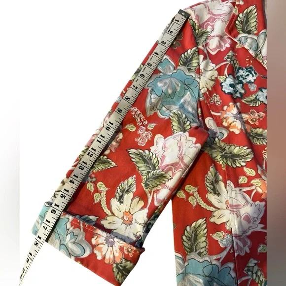 Appleseed’s Floral Open Front Blazer Size M - Picture 7 of 8